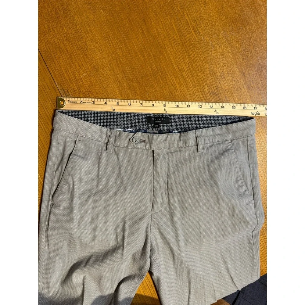 Ted Baker London MMT Penguin Mens 34R Chino Trousers Tan Beige Micro Texture